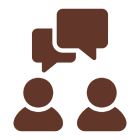 Two people having a conversation with speech bubbles above.